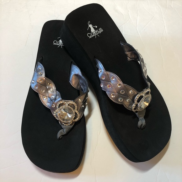 Corkys Shoes - Corkys flip flops rhinestone clair